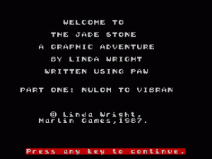 Jade Stone, The - Part 1 - Nulon To Vibran (1987)(Marlin Games) ROM